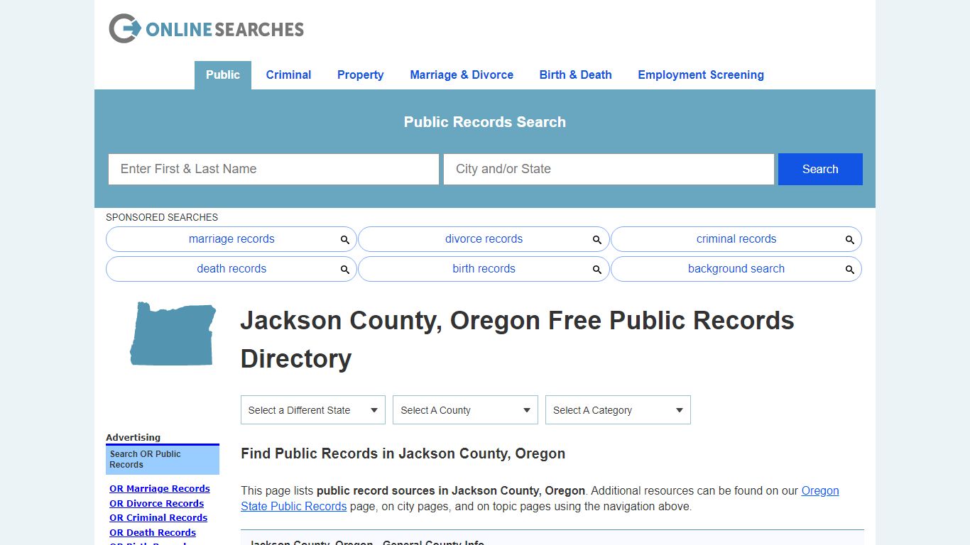 Jackson County, Oregon Public Records Directory