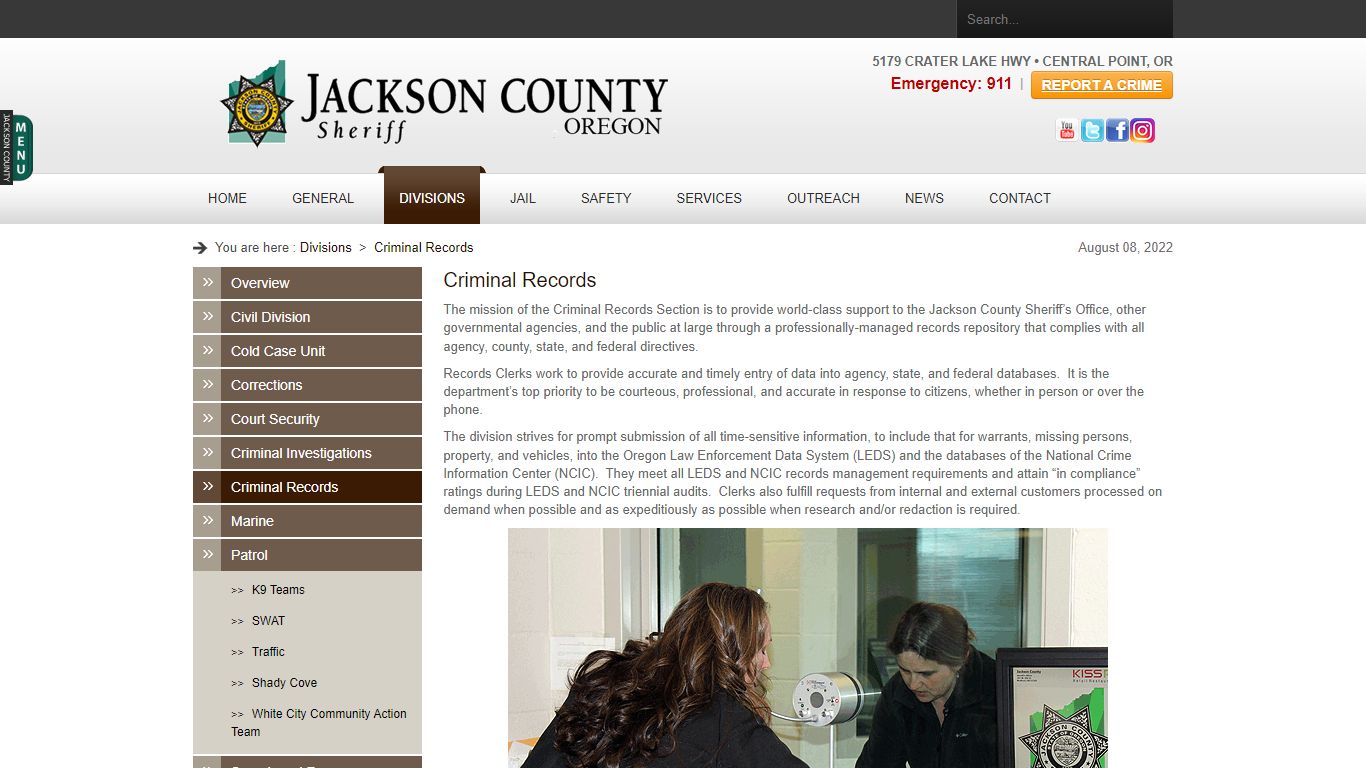 Criminal Records - Jackson County, Oregon